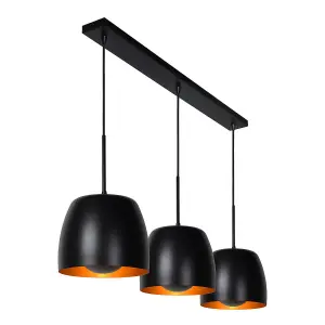 Lucide Nolan Classic Bar Pendant Light - 3xE27 - Black