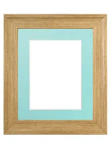 Scandi Oak Frame with Blue Mount for Image Size 14 x 11 Inch