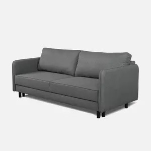 Bruno 3 Seater Sofa Bed with Storage - Dark Grey (Lumos16)