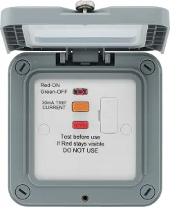 BG 13A Grey Outdoor Weatherproof fused connection unit with RCD