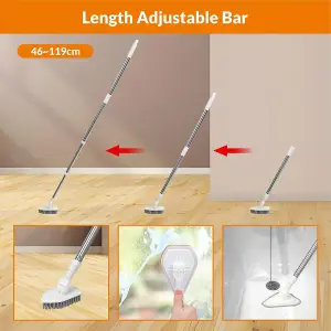 119cm Long Handle Scrubbing Brush with Stiff Bristles - 3 in 1 Shower Cleaning Brush -Multi Function Tile Sink Wall Kitchen Tub