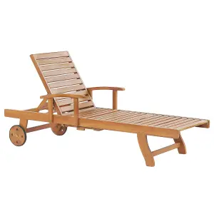 Sun Lounger with Cushion Wood Red JAVA