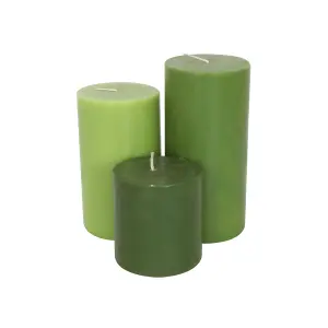 Pillar Candle Set of 3 Green Candles by Laeto Ageless Aromatherapy - FREE DELIVERY INCLUDED