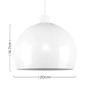 ValueLights Pair Of Mini Retro Gloss White Arco Style Dome Ceiling Pendant Light Shades