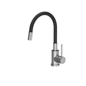 Quadron Maggie Stretch kitchen tap, Matte Black/Brushed Steel