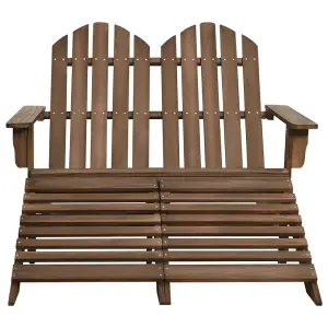 Berkfield 2-Seater Garden Adirondack Chair&Ottoman Fir Wood Brown