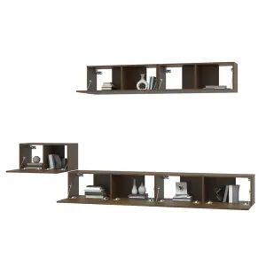 Berkfield 5 Piece TV Cabinet Set Brown Oak Engineered Wood