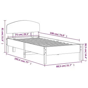 Berkfield Bed Frame without Mattress White 75x190 cm Small Single Solid Wood Pine