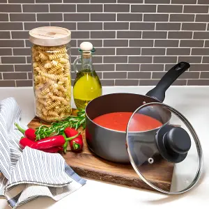 16cm Non-Stick Sauce Pan & Glass Lid