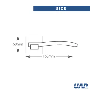 Intelligent Hardware - Internal Door Handle - Pair - Lever on Square Rose - Ava - Polished Chrome