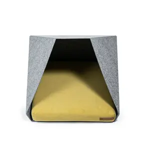 Polyester Pet Bed Light Grey/Yellow