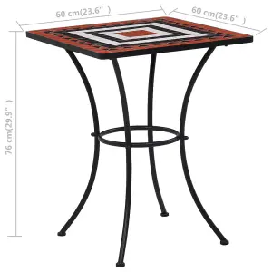 Berkfield Mosaic Bistro Table Terracotta and White 60 cm Ceramic