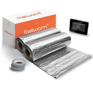 Fastwarm Electric Underwood Heating Mat Kit - 16m - Touch Black Thermostat