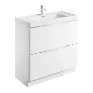 Eden 900mm Floorstanding Vanity Unit in Gloss White & Resin Basin