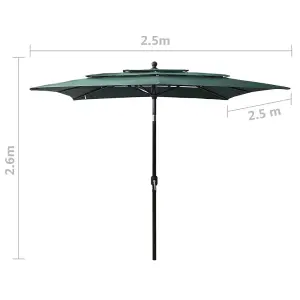 Berkfield 3-Tier Parasol with Aluminium Pole Green 2.5x2.5 m