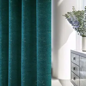 Home Curtains Rowan Metallic 65w x 72d" (165x183cm) Teal Eyelet Curtains (PAIR)