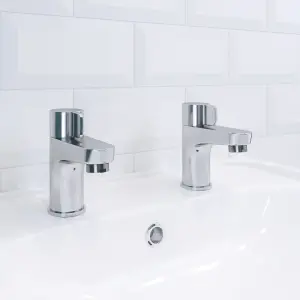 GoodHome Cavally Chrome effect Modern Basin Pillar Tap