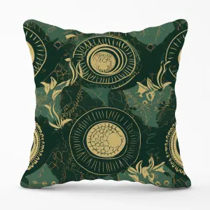 Abstract Green Gold Moon Pattern Cushions 45cm x 45cm