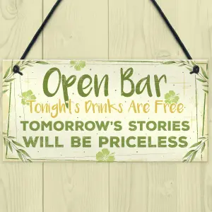 Red Ocean Open Tiki Bar Signs Home Garden Bar Plaque Pub Kitchen Man Cave Sign Friendship Gift