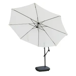 KCT Garden Parasol 3m Large Cream Cantilever with Protective Cover and Base