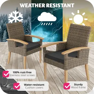 Garden Chair Rosarno - polyrattan with wooden frame, weather and UV-resistant - nature