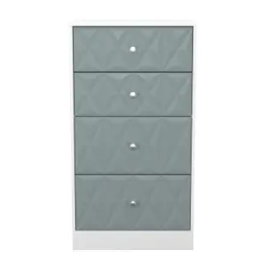 San Jose Ready assembled Duck egg blue & white 4 Drawer Chest (H)1063mm (W)746mm (D)395mm