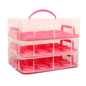 Oypla Pink 3 Tier 36 Cupcake Plastic Carrier Holder Storage Container