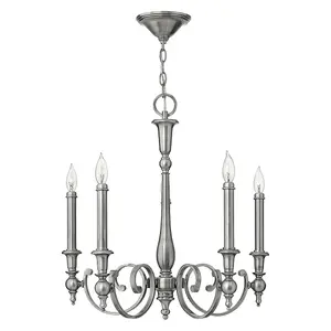 Elstead Yorktown 5 Light Chandelier Antique Nickel Finish, E14