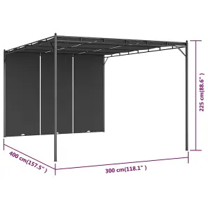 Berkfield Garden Gazebo with Side Curtain 4x3x2.25 m Anthracite