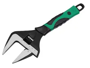 Wide opening adjustable wrench, 250mm long soft grip