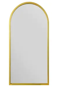 MirrorOutlet Arcus - Gold Metal Framed Arched Garden Wall Mirror 47" X 23.5" (120CM X 60CM)