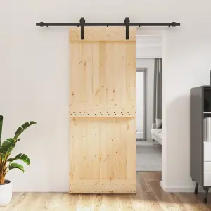 Berkfield Sliding Door with Hardware Set 85x210 cm Solid Wood Pine