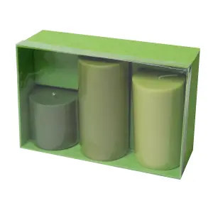 Pillar Candle Set of 3 Green Candles by Laeto Ageless Aromatherapy - FREE DELIVERY INCLUDED