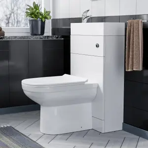 Nes Home 500mm White Water Closet with Basin and Back To Wall Toilet