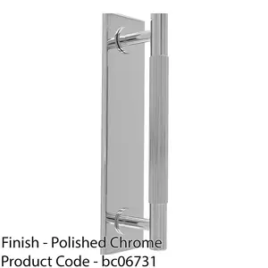 Lined Reeded Drawer Pull Handle & Matching Backplate Polished Chrome 200 x 40mm