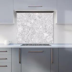 Light Grey Quartz Effect Premium Glass Kitchen Splashback W600mm x H600mm