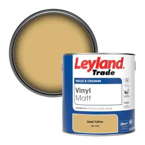 Leyland Trade Vinyl Matt Walls & Ceilings Emulsion Paint Sand Yellow (RAL 1002) 2.5L