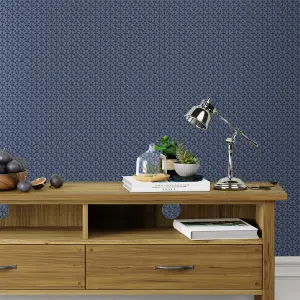 Laura Ashley Seaham Blue Motif Smooth Wallpaper Sample