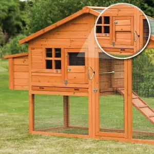 KCT 6ft Chicken Coop With Built In Run With Cover Nest Box Hen House Poultry Cage