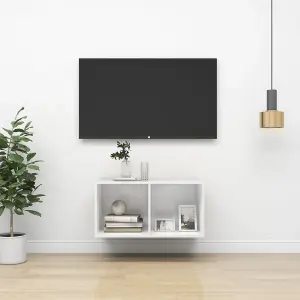 Berkfield Wall-mounted TV Cabinet High Gloss White 37x37x72 cm Engineered Wood