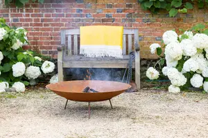 Primrose Corten Steel Fire Pit & Water Bowl 100cm Diameter