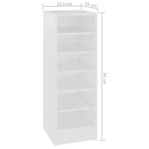 Berkfield Shoe Cabinet White 31.5x35x90 cm Engineered Wood