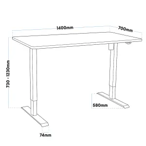 Dellonda Single Motor Height Adjustable Electric Sit & Stand Office Desk - White