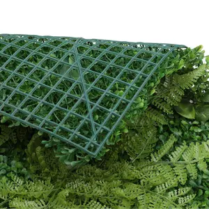 Artificial Green Grass Panel Backdrop, 60cm x 40cm, With Tropical Leaves