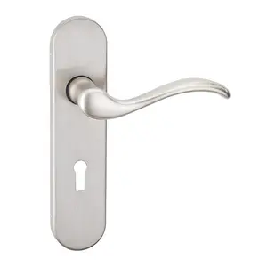 URBNLIVING 150mm Length 2 Pcs Geneva Concealed Metal & Satin Nickel Lever Latch Door Keyhole Handle Set