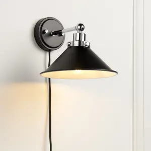 Getty Matt Black Plug-in Wall light