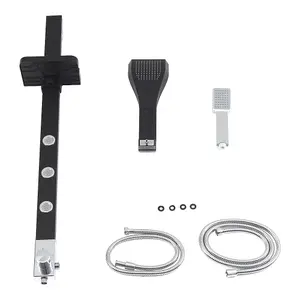 Wall-mount Handheld Head and Rainfall Shower Head and Brass Bathroom Thermostatic Mixer Shower Massage Panel Set