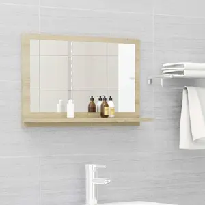 Dorlene Framed Wall Mounted Bathroom Mirror Sonoma Oak / 60 cm