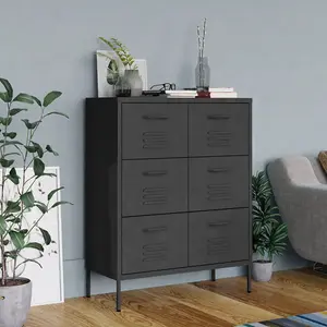 Berkfield Drawer Cabinet Anthracite 80x35x101.5 cm Steel