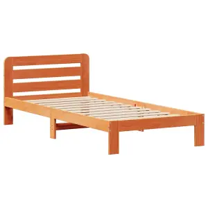 Berkfield Bed Frame without Mattress Wax Brown 90x190 cm Single Solid Wood Pine